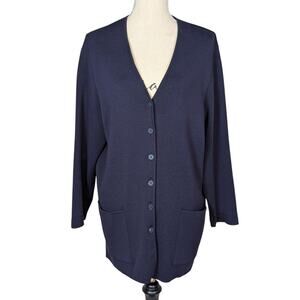Marz Wool Cardigan Sweater Navy Blue Size 16